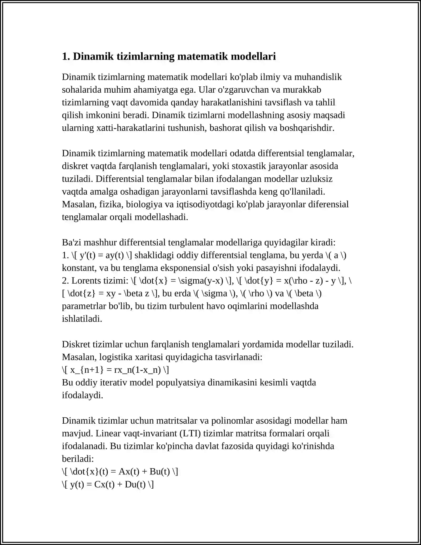 FIZIKADA DINAMIK VA STATIK JARAYONLARNI MODELLASHTIRISH 3