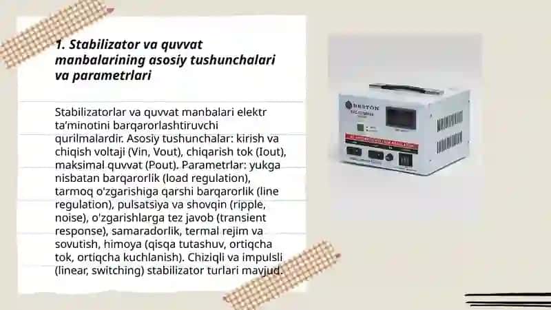 Stabilizator va quvvat manbalar 3