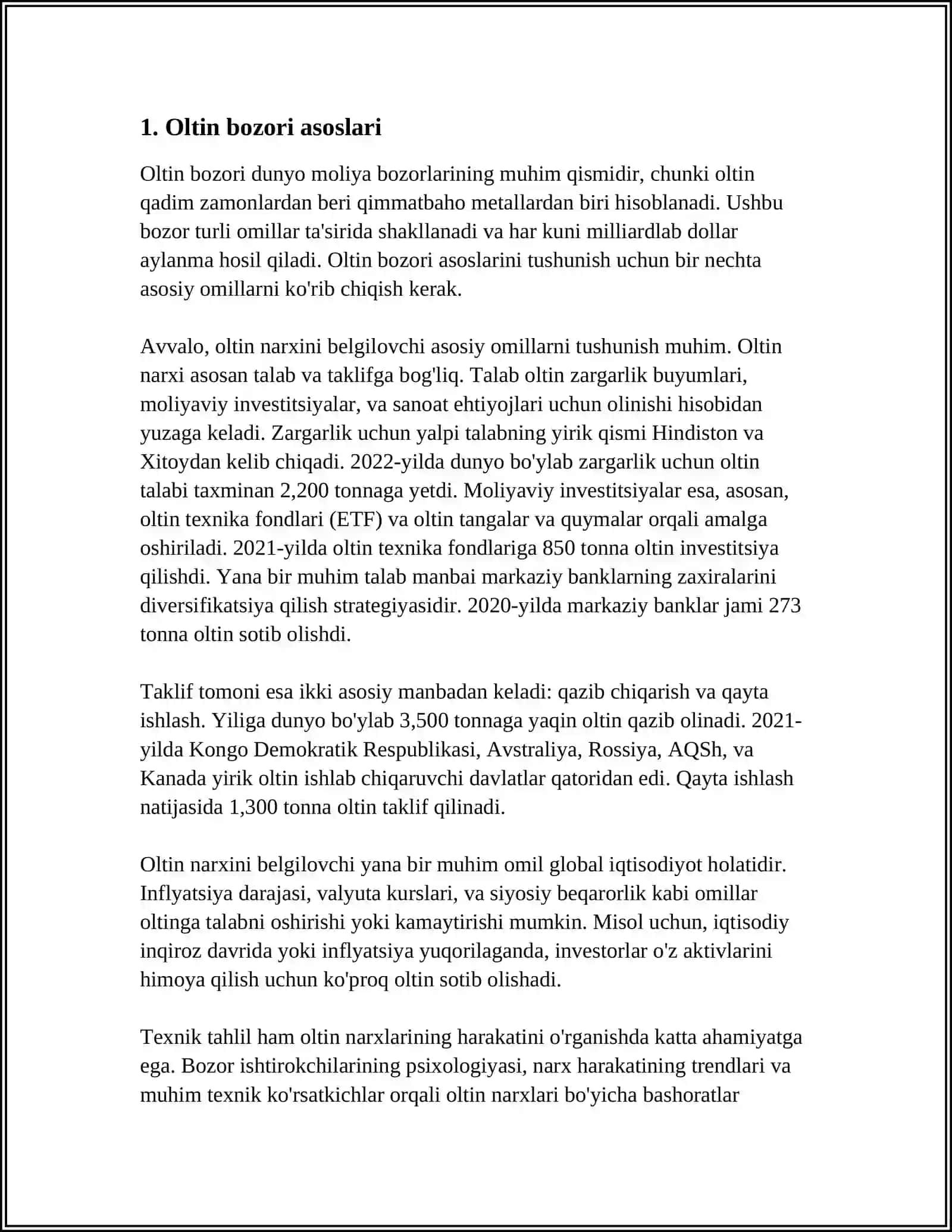 OLTIN BOZORI MOLIYA BOZORINING MAXSUS SEGMENTI SIFATIDA 3