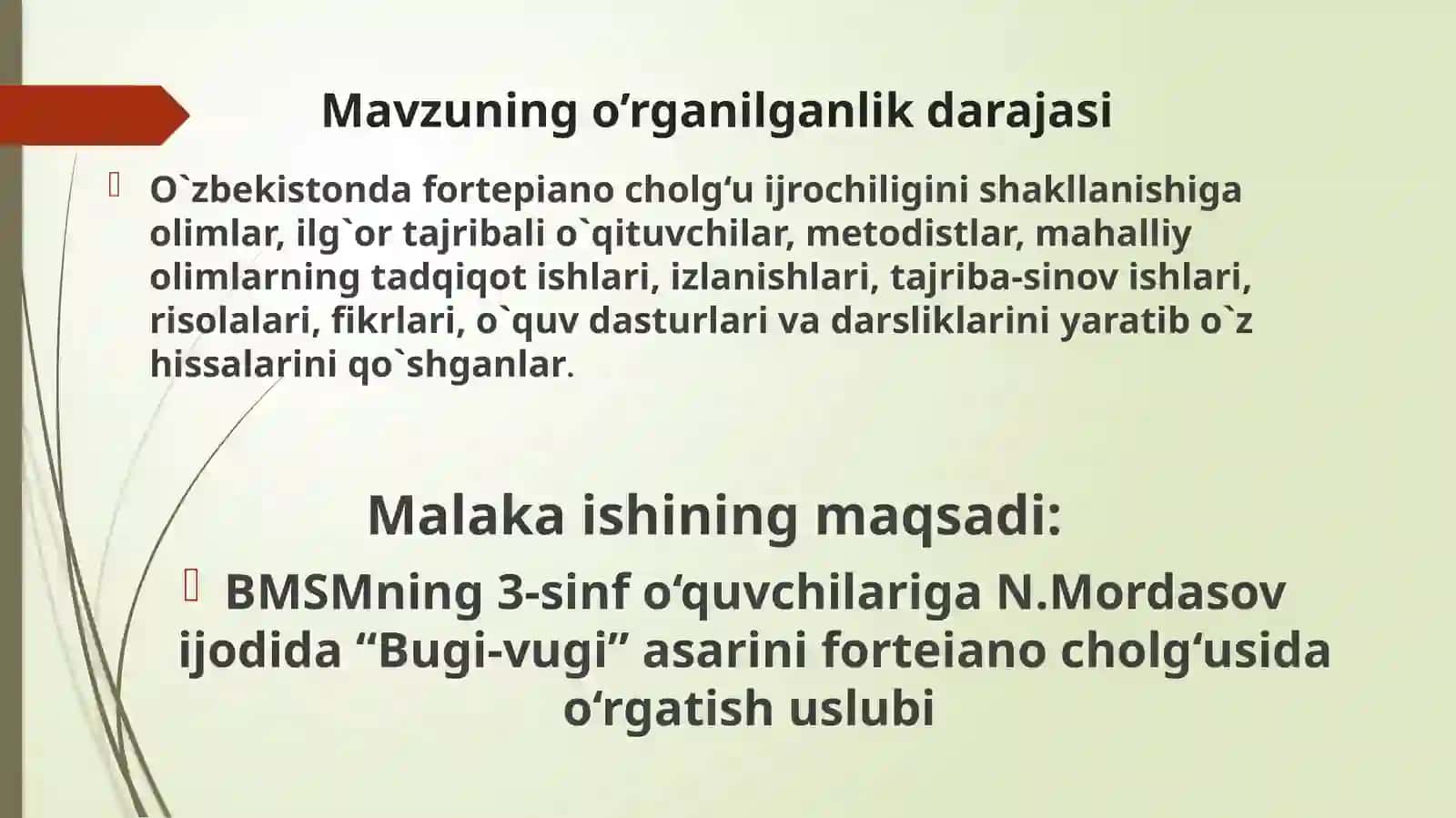 "Bugi-vugi" asarini forteiano cholg‘usida o‘rgatish uslubi 3