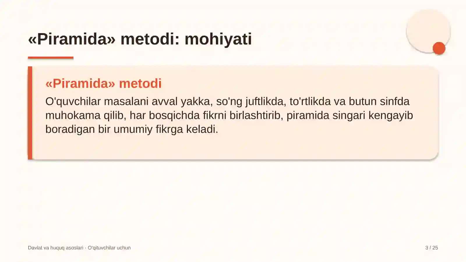 davlat va huquq asoslari darslarida piramida metodidan foydalanish 5079 3