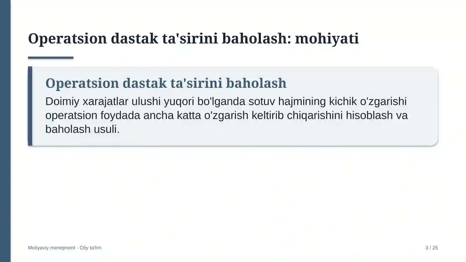Hayvonot bog'larida operatsion dastak ta'sirini baholash 3