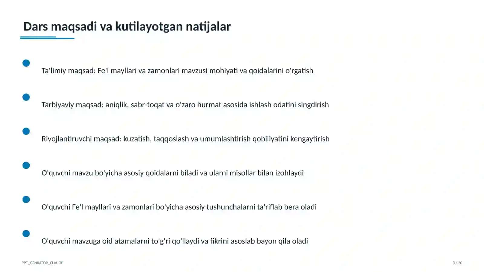 Fe'l mayllari va zamonlari (7-sinf) 3