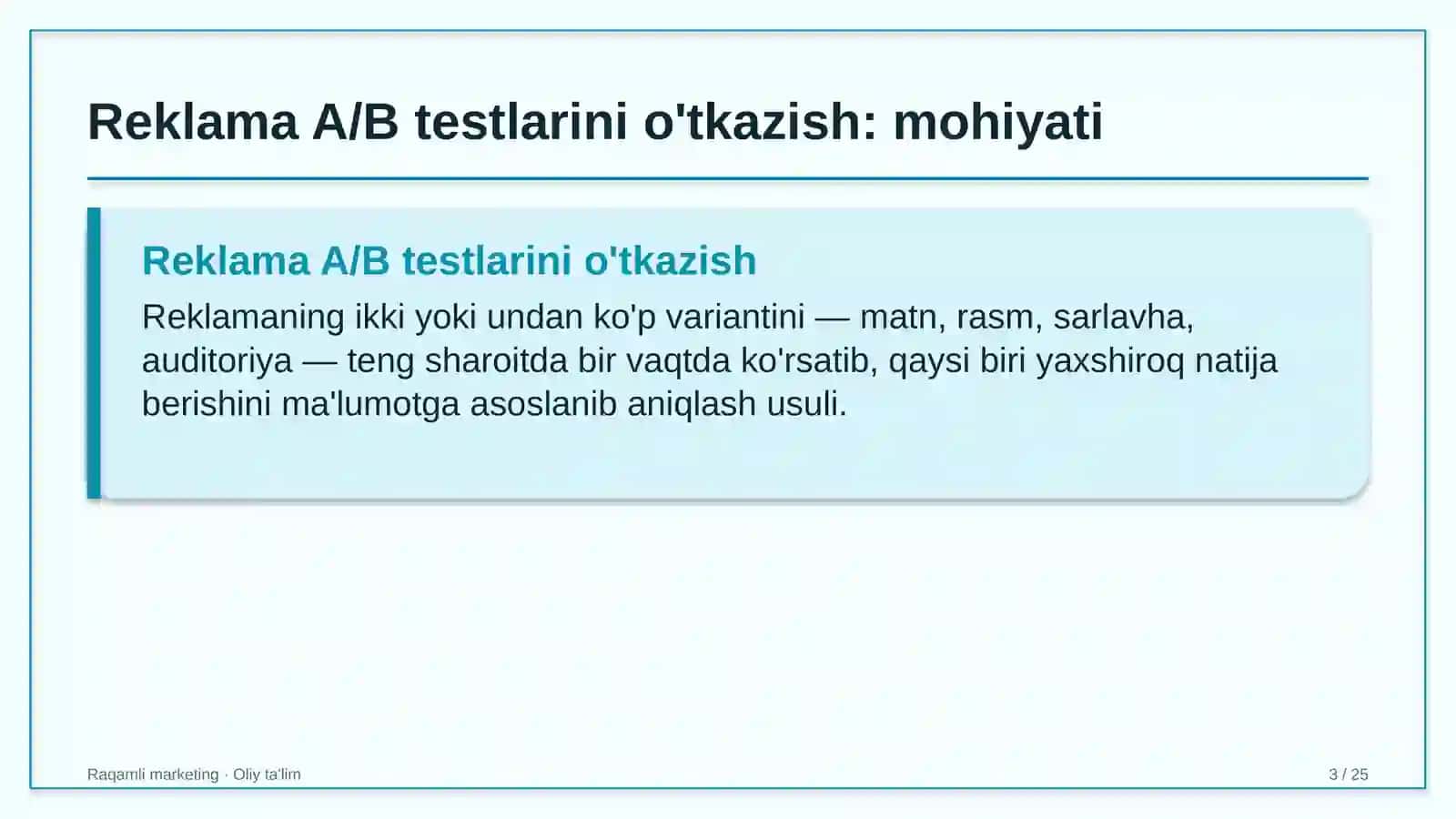 [Developerlik kompaniyalarida reklama A/B testlarini o'tkazish] 3