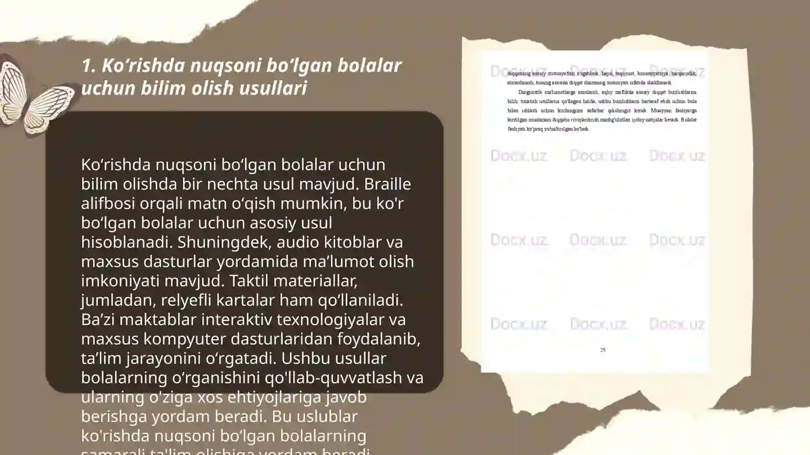 Koʻrishda nuqsoni boʻlgan bolalarda bilim,oʻyin,mehnat, faoliyati usullarini shakillantirish 3