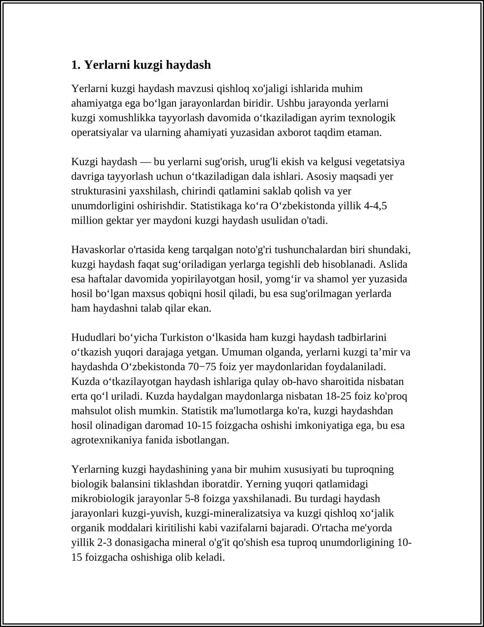 YERLARNI TAKRORIY EKINLAR EKISHGA TAYYORLASH 3