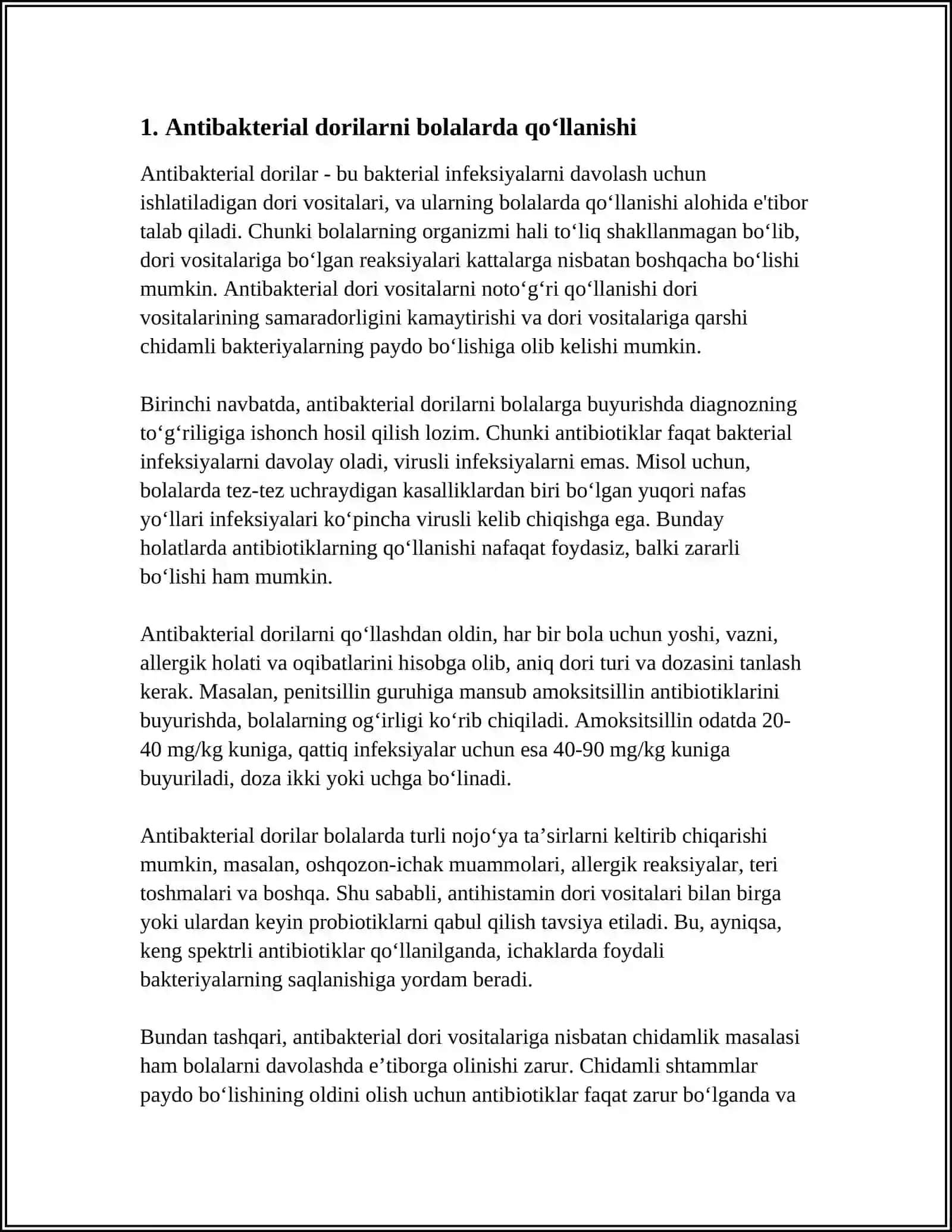 PEDIATRIYA AMALIYOTIDA DORILARNI QOLLANISHI 3