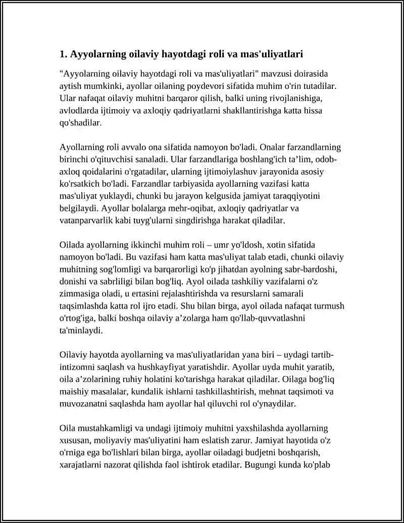 AYYOLARNING JAMIYAT HAYOTIDA TUTGAN O’RNI VA RO’LI 3