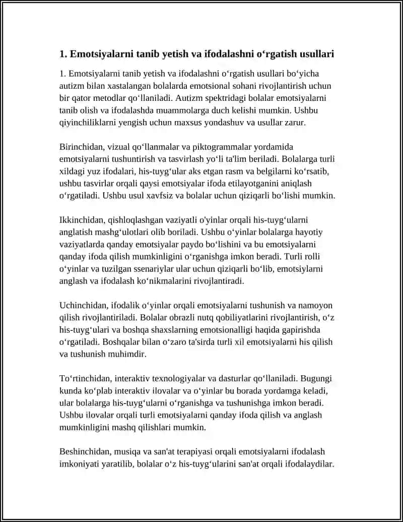 AUTIZM BILAN XASTALANGAN BOLALARDA EMOTSIONAL SOHANI RIVOJLANTIRISH YO‘LLARI 3
