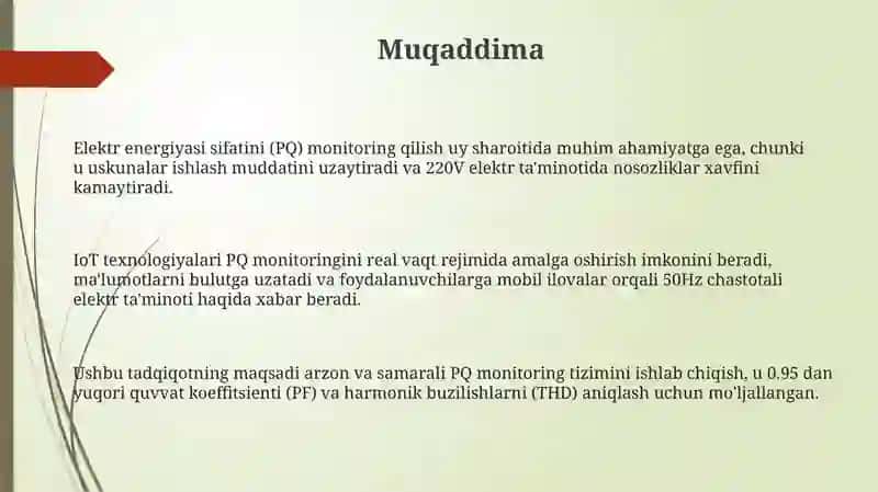 IoT asosida uy xo‘jaliklarida PQ monitoring tizimini yaratish 3