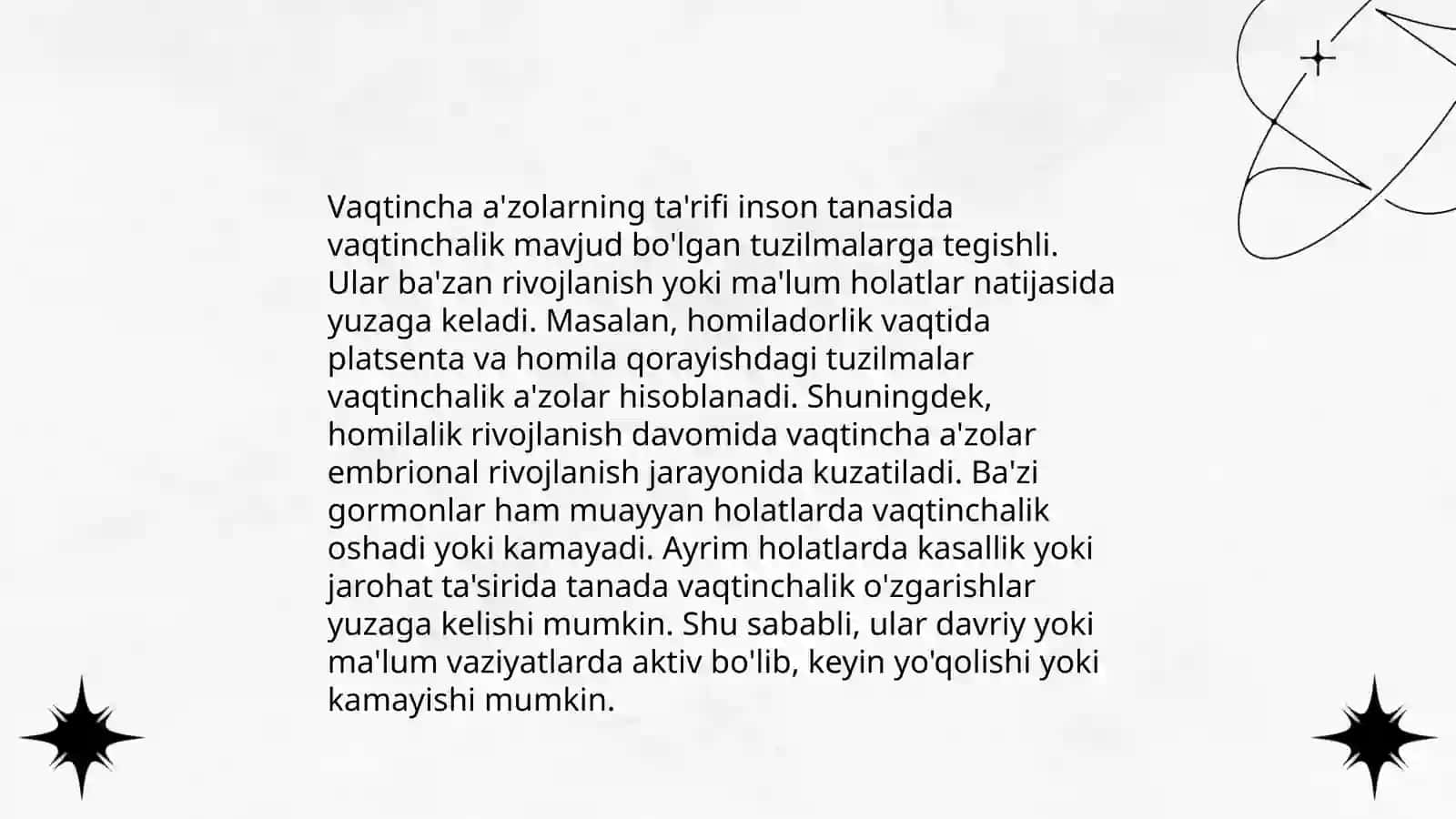Vaqtincha a'zolarning tuzulishi va mohiyati 3