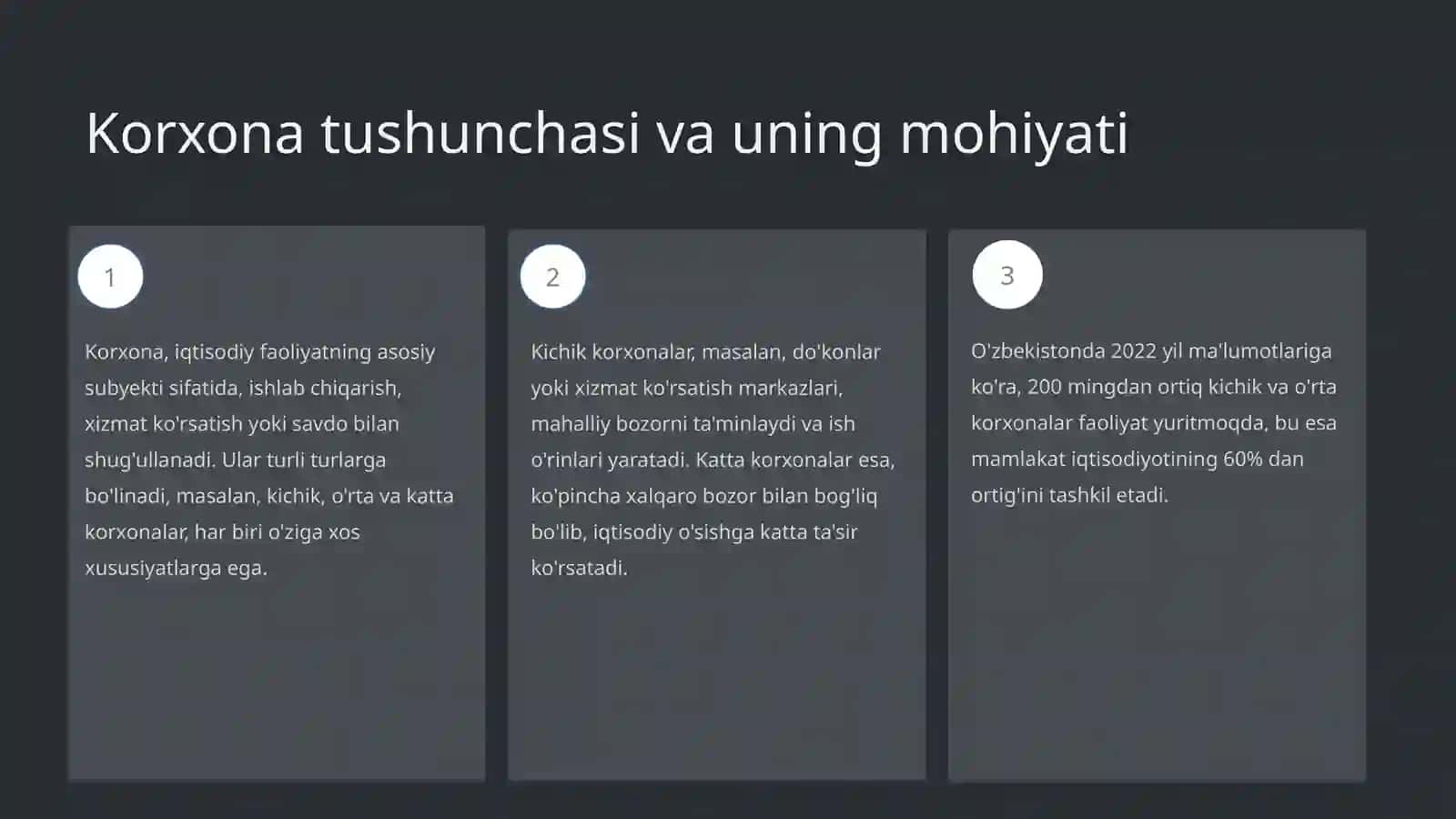 Korxona-mustaqil xo'jalik faoliyatini yurituvchi bozor subyekti 3