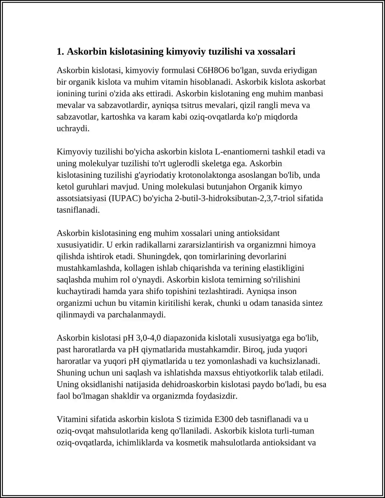 E300 — ASKORBIN KISLOTASI (VITAMIN C) 3