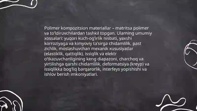 Polimer kompozitsion materiallarning xossalari 3