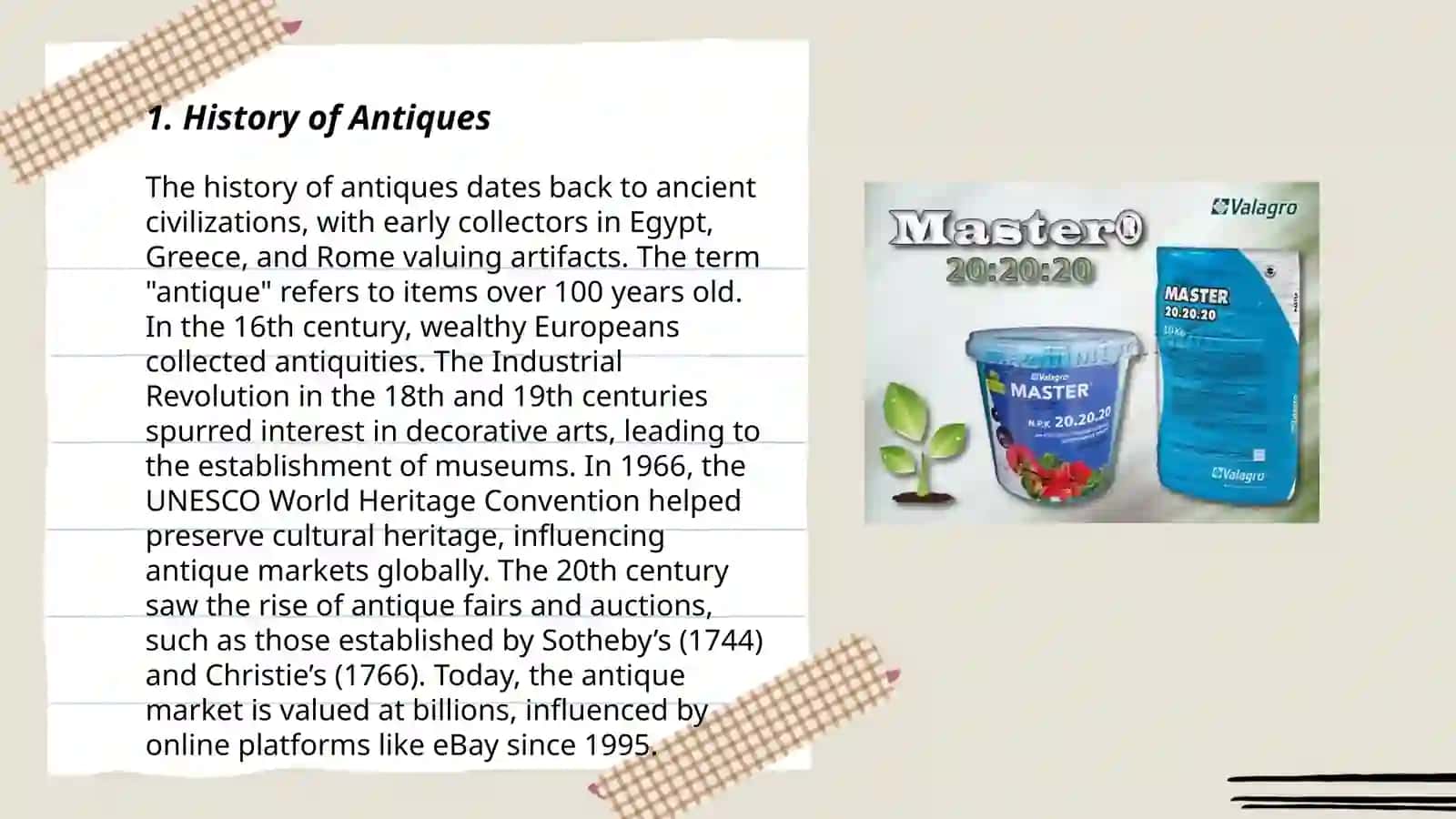 Plan: History of Antiques, Types of Antiques, Restoration Techniques 3