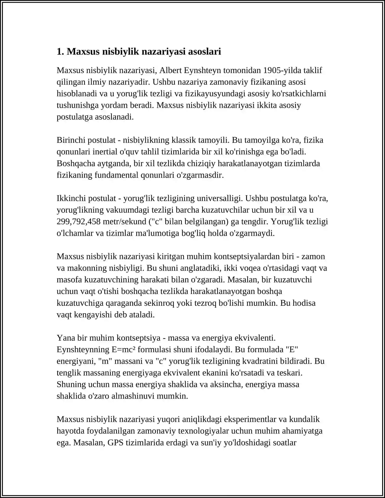 Nisbiylik nazariyasi elementlari 3
