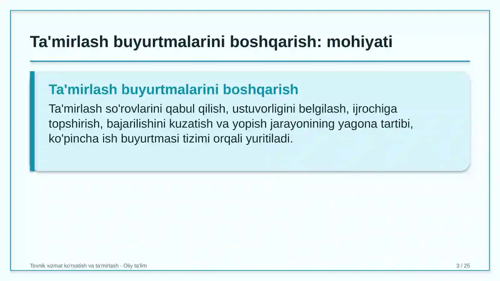Ko'rgazma-yarmarkalarda ta'mirlash ishlariga buyurtmalarni boshqarish 3