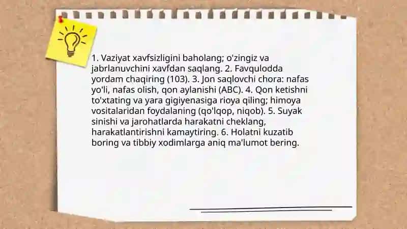 Tibbiyotda birinchi yordam koʻrsatish 3