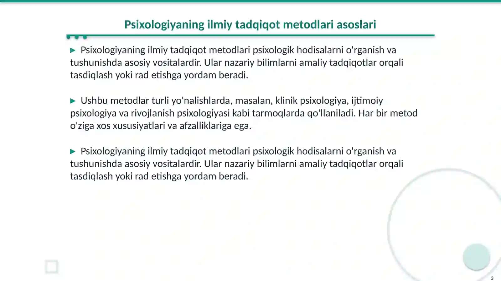 Psixologiyaning ilmiy tadqiqot metodlari va tarmoqlari 3