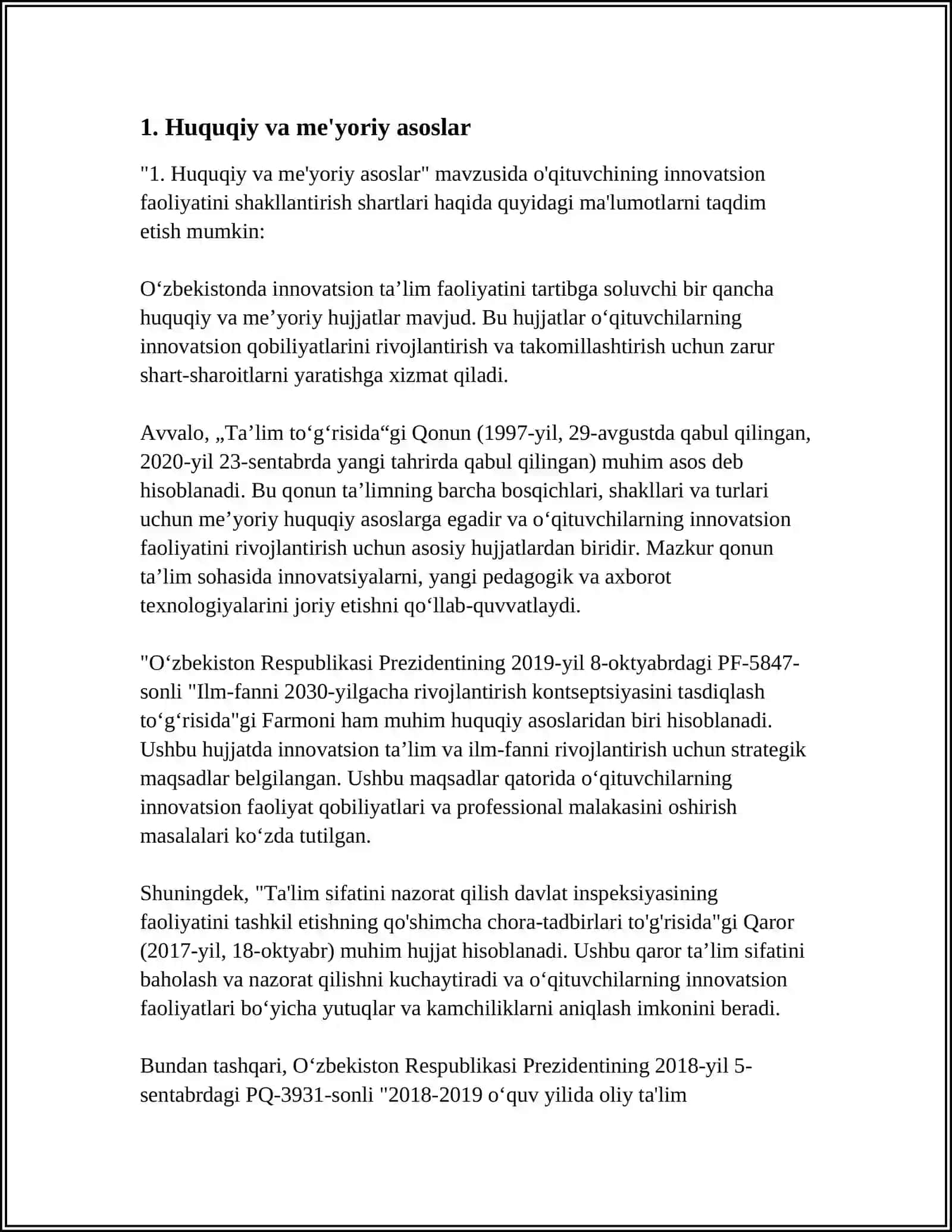 OʻQITUVCHINING INNOVATSION FAOLIYATINI SHAKLLANTIRISH SHARTLARI 3