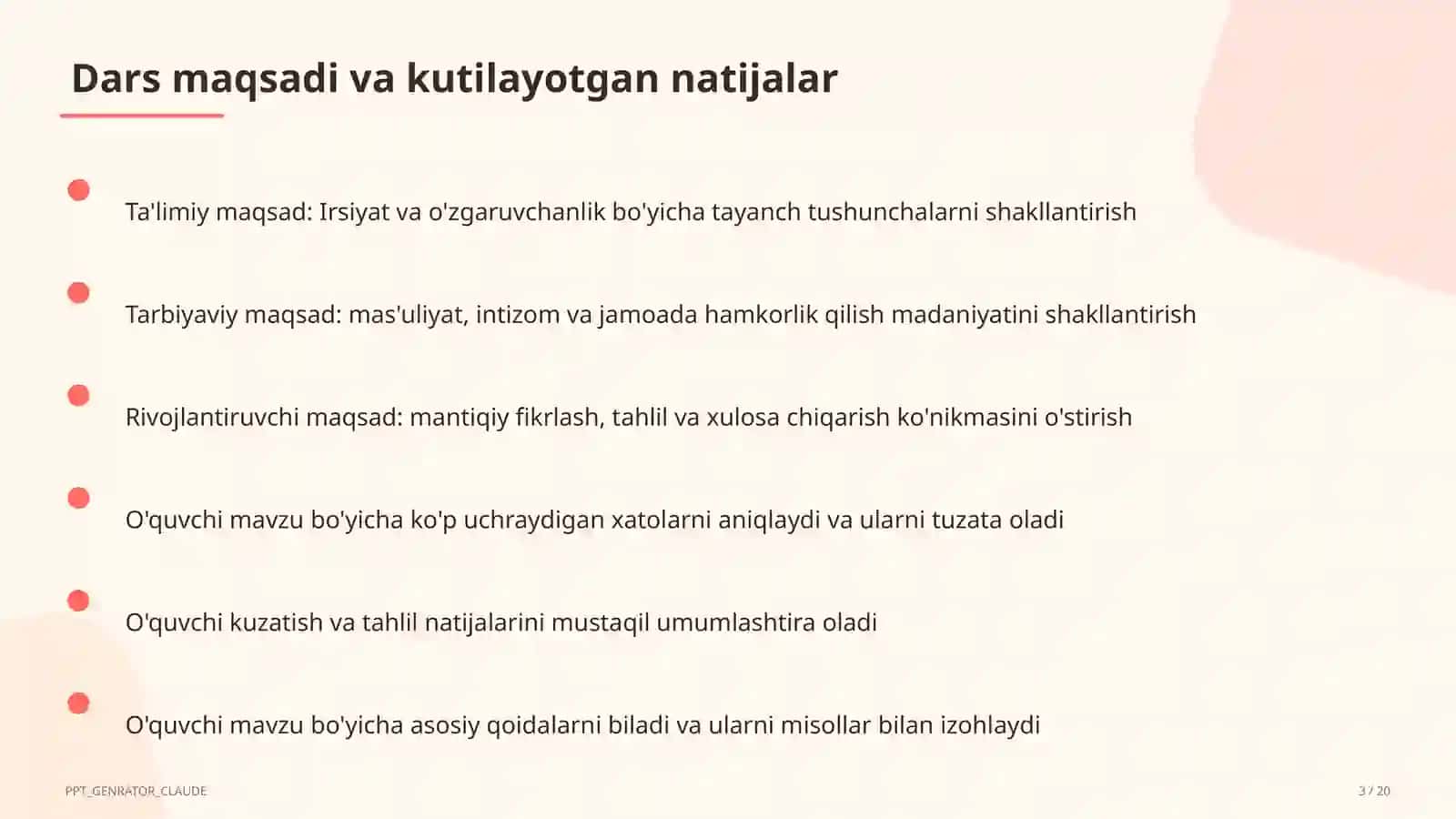 Biologiya (5–11) — ochiq dars uchun 3