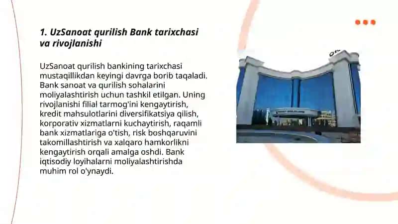 UzSanoat qurilish Bankning tarixchasi va rivojlanishi 3