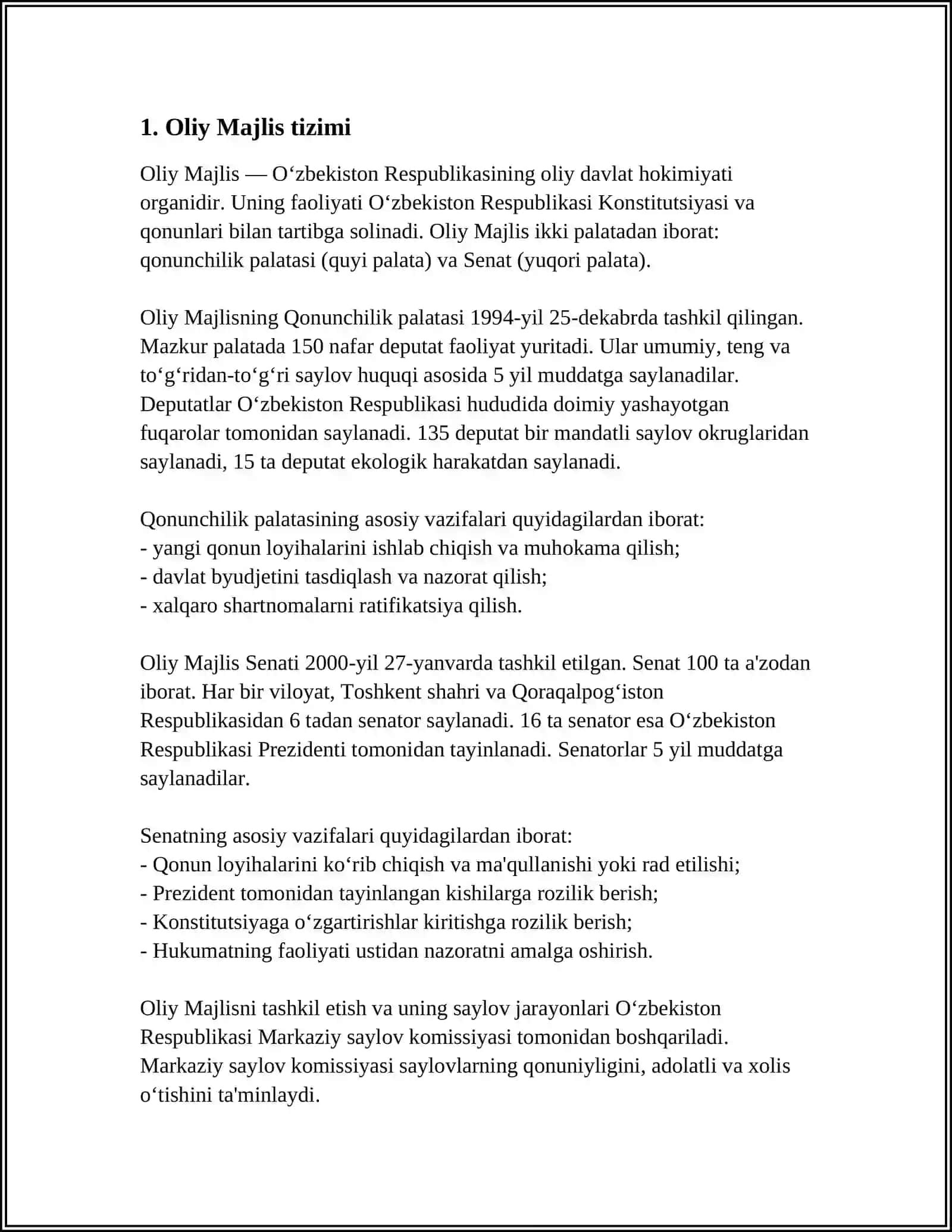 OLIY QONUNCHILIK PALATASI VA SENATNING HUQUQIY MAQOMI VA ICKI TUZILIW 3