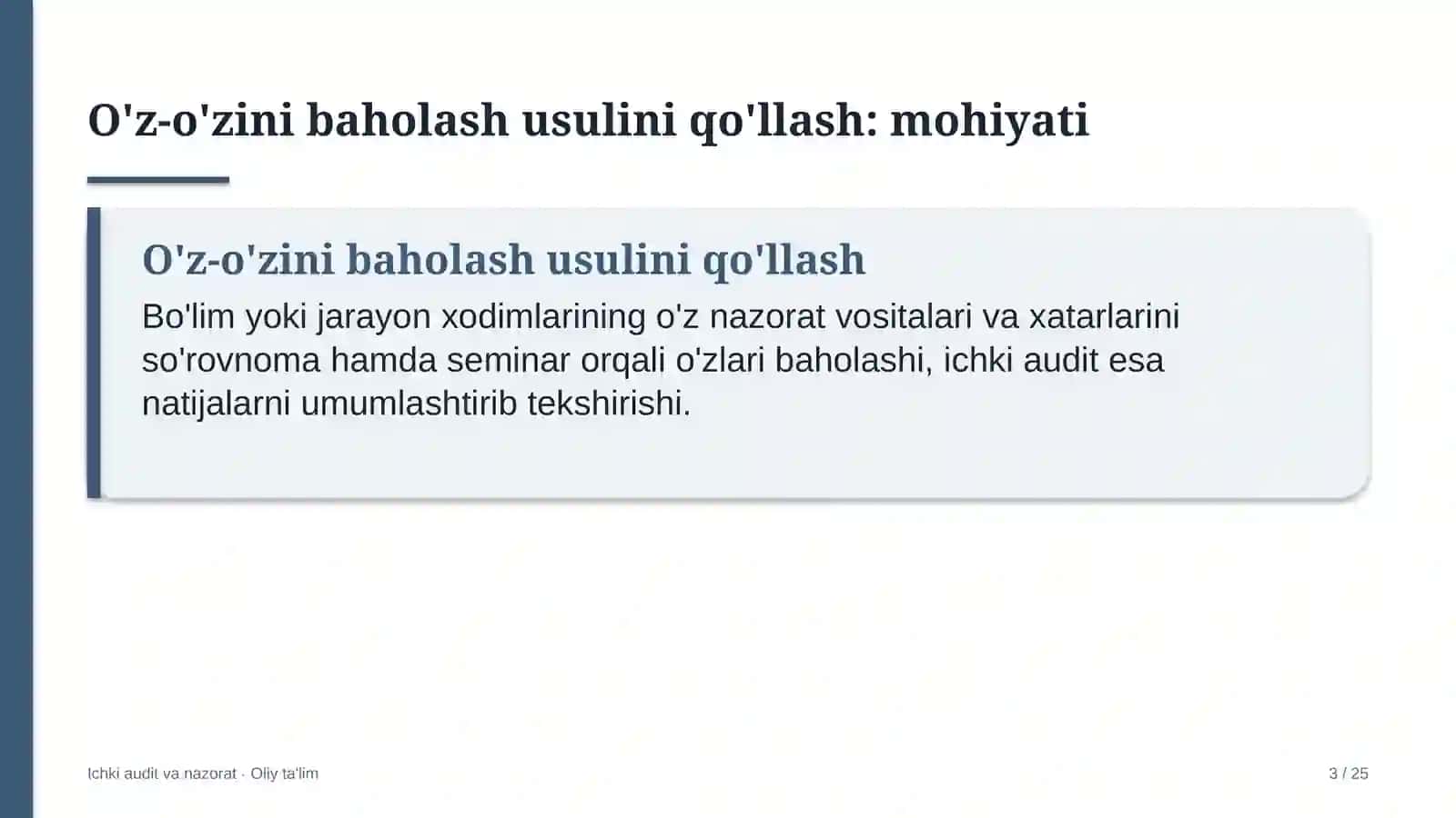Ichki Audit va Nazorat · Oliy Ta'lim 3