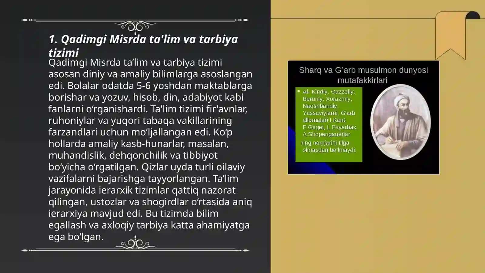 Boshlang'ich ta'lim pedagogikasida eng qadimgi davrlardan 7-asrgacha ta'lim-tarbiya va pedagogik fikrlar rivojlanishi 3