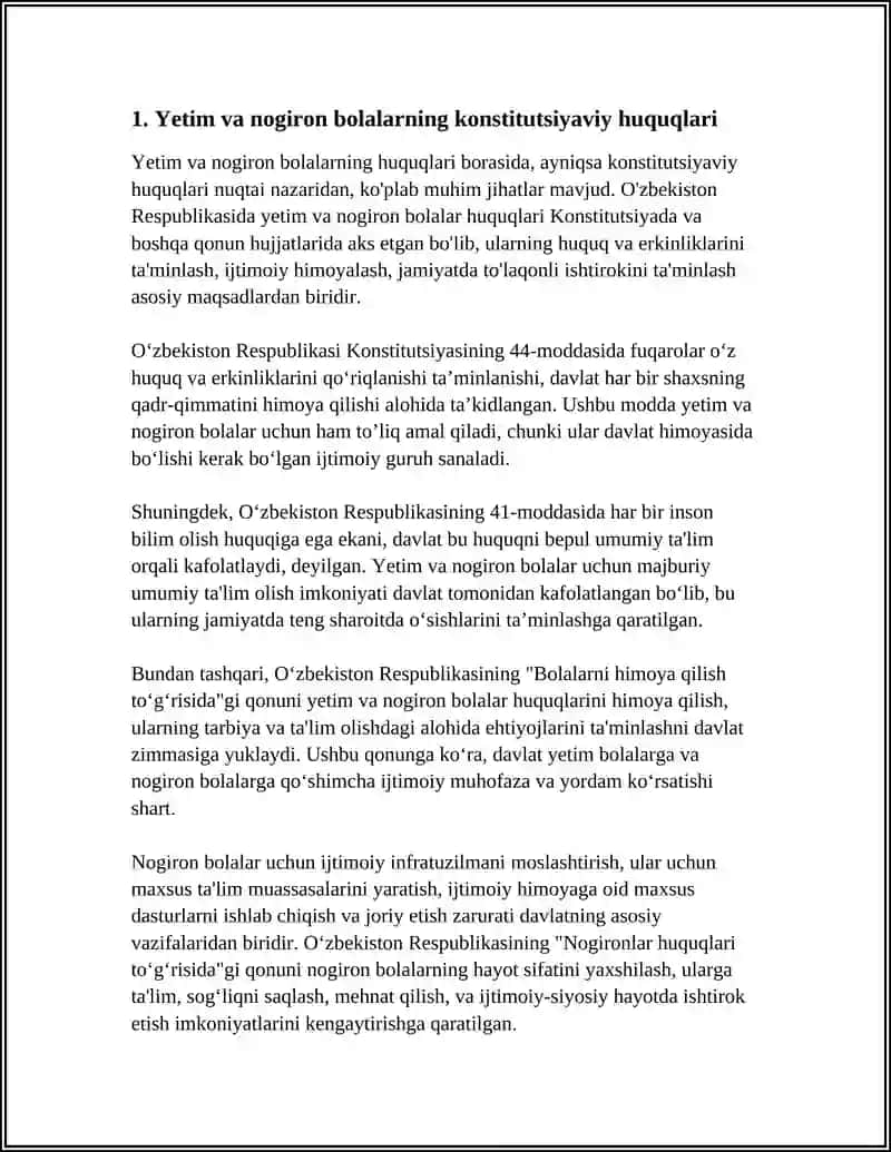 Yetim va Nogironlar Bolalar Huquqlari 3