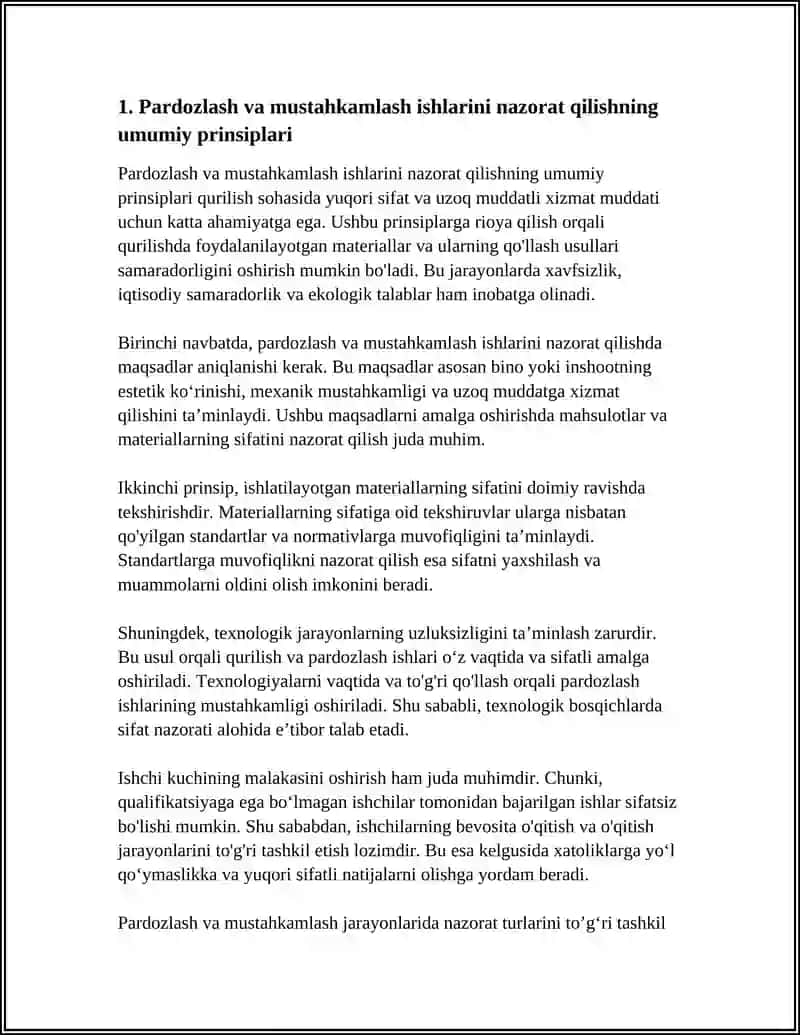PARDOZLASH VA MUSTAHKAMLASH ISHLARI SIFATINI NAZORAT QILISH 3
