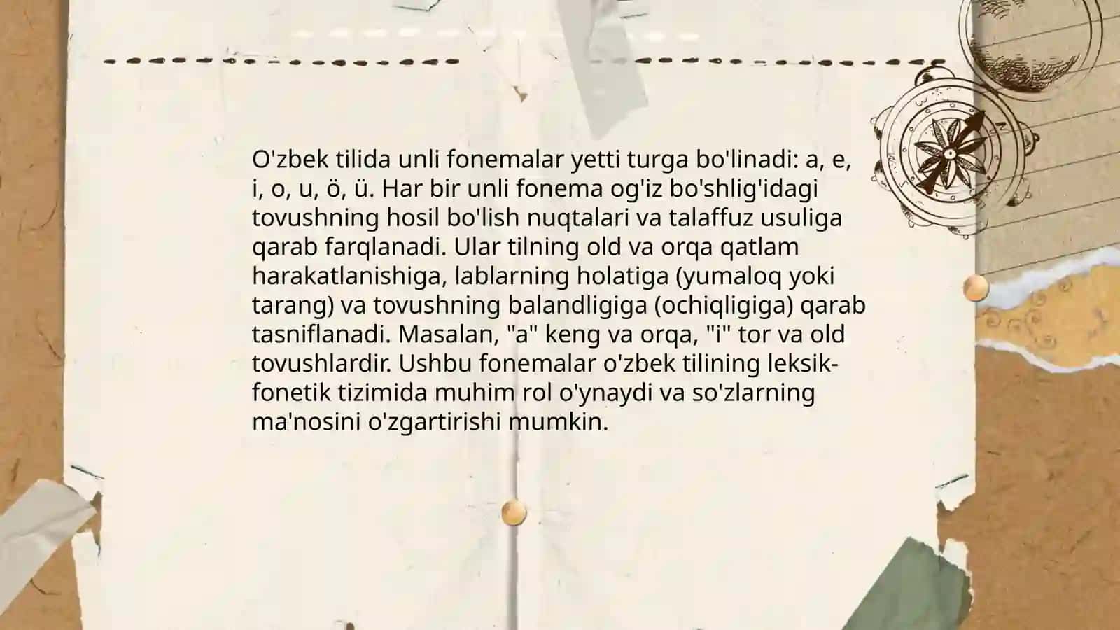 O'zbek tilshunosligida unli fonemalar tavsifi 3