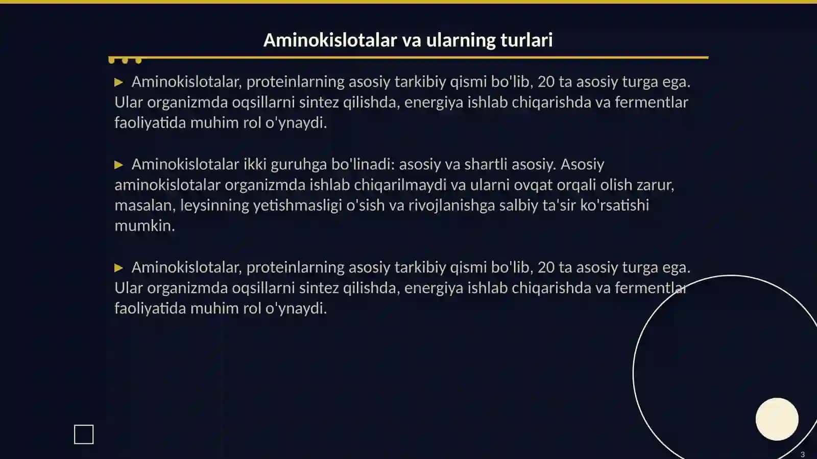 Aminokislotalar, kofermentlar, garmonlar va vitaminlarning tarkibiy qismi sifatida 3
