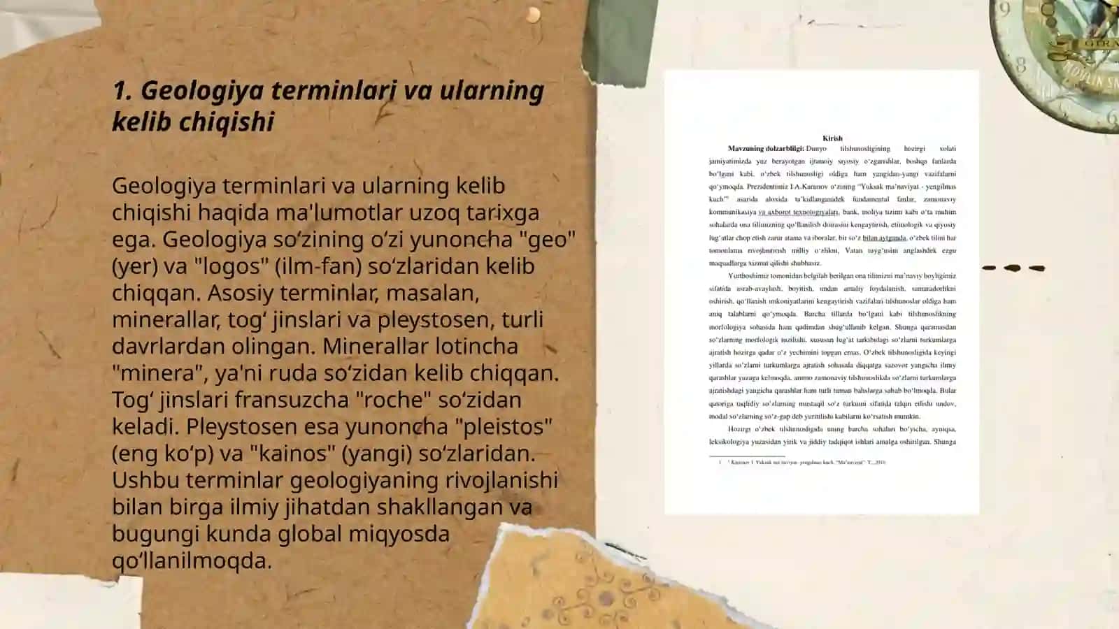 Oʻzbek leksikasining boyish manbaalari. Geologiya sohasiga oid oʻz va oʻzlashma soʻzlar leksikasi 3