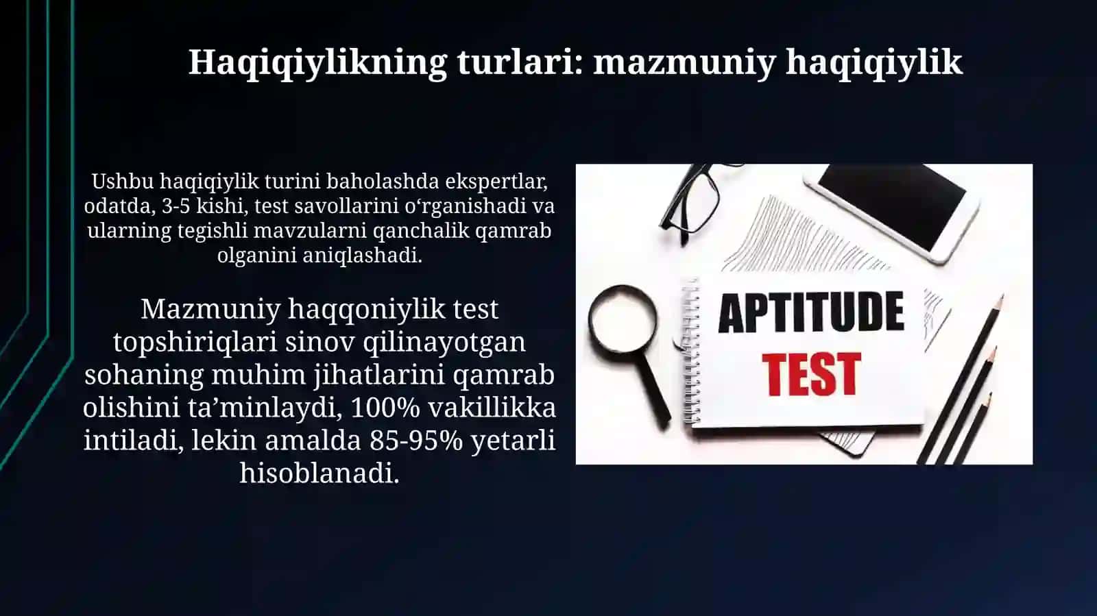 Testlarning valintligi va uning turlari 3