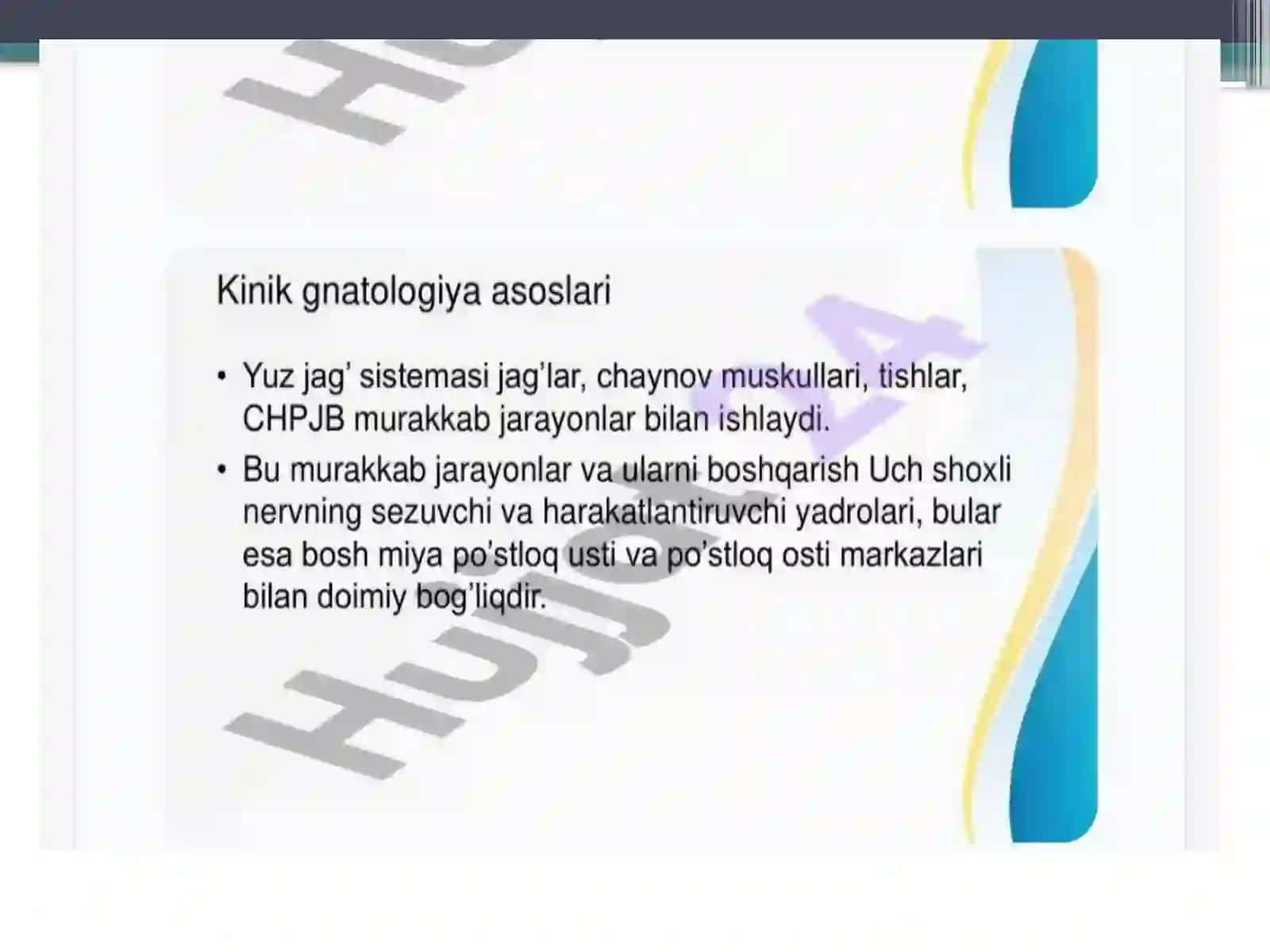 Gnatologiya fani vazifalari 3