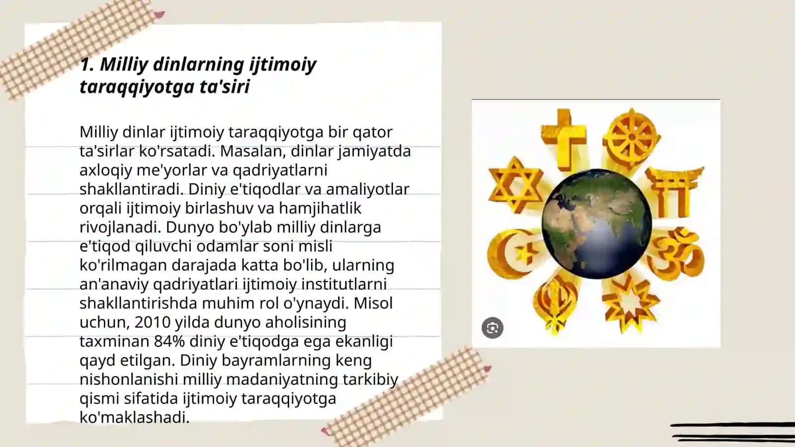 Milliy dinlarning ijtimoiy taraqqiyot va shaxs e'tiqodini taminlashdagi ro'li 3