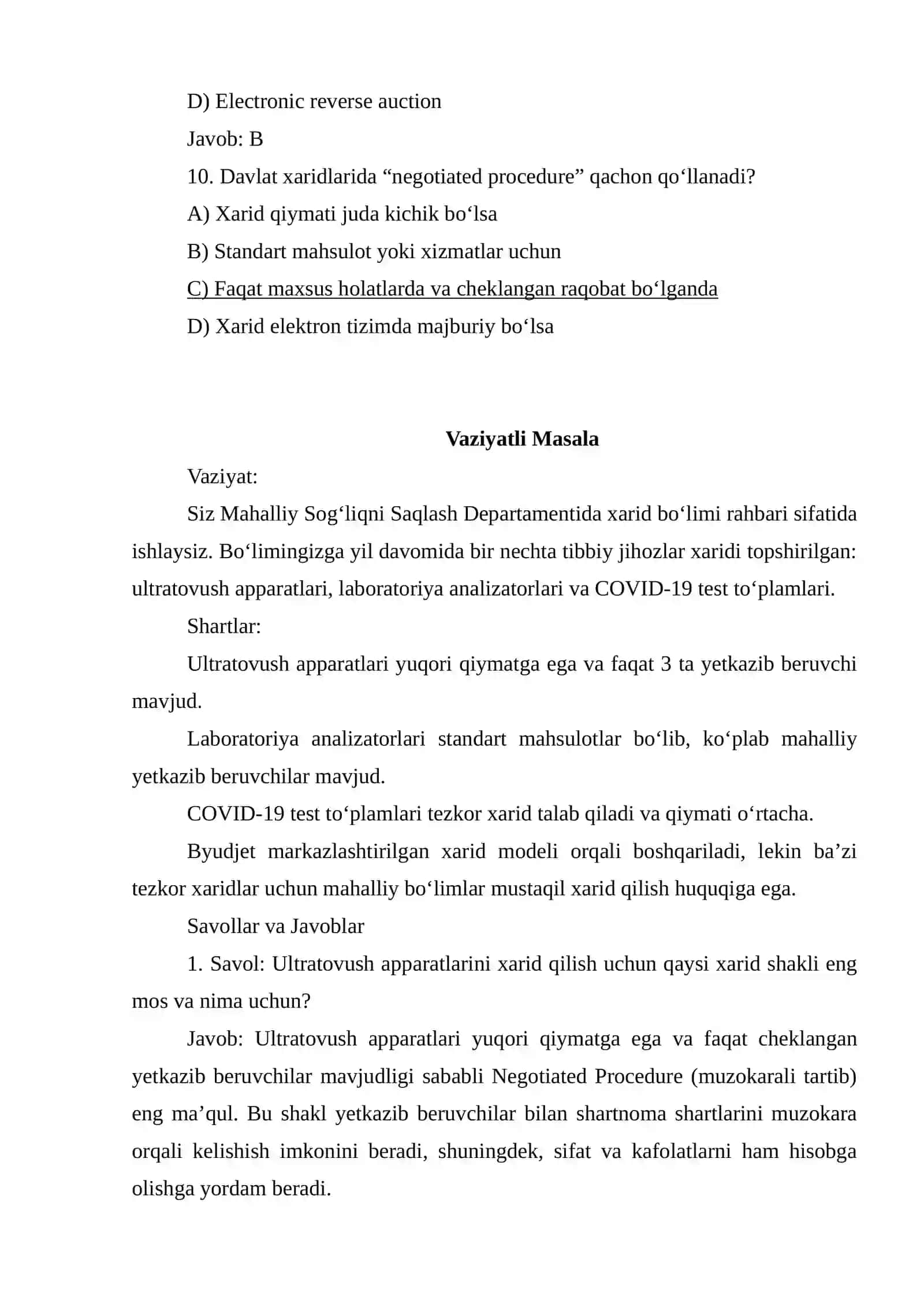 Davlat xaridini tashkil etish modellari va shakllari 3