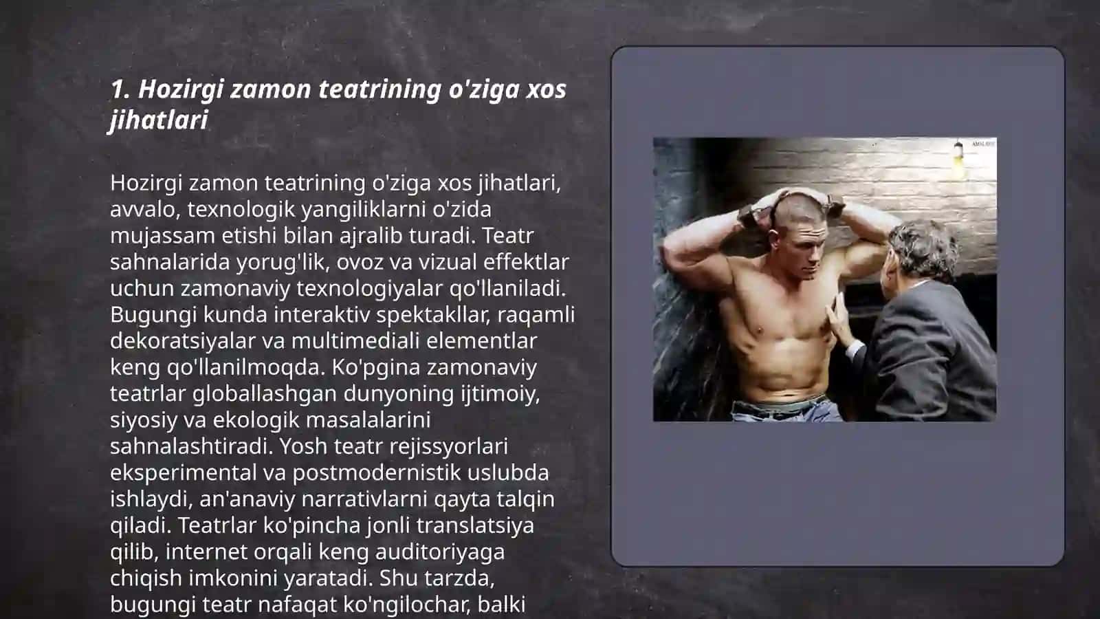 Hozirgi zamon teatrining o'ziga xos jihatlari 3