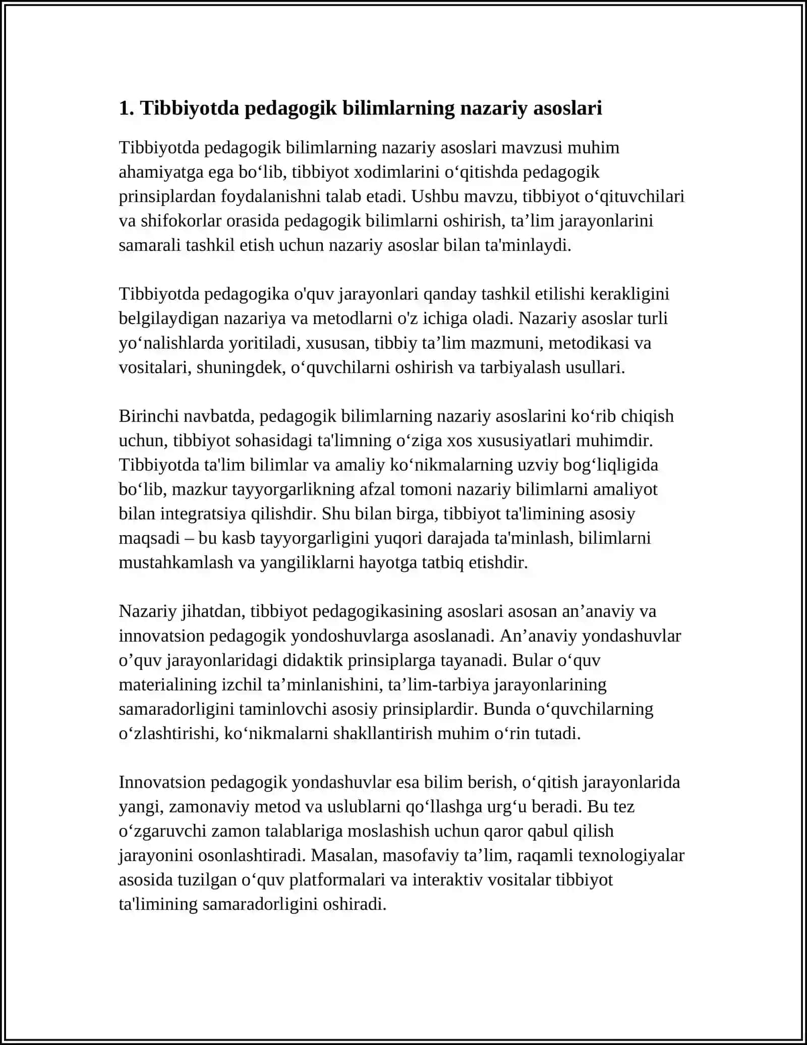 TIBBIYOTDA PEDAGOGIK BILIMLARNING AHAMIYATI VA O'RNI 3