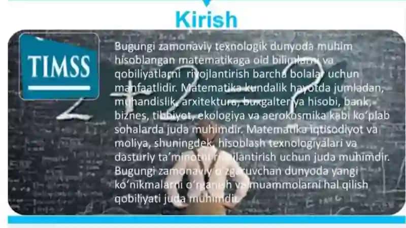 TIMSS xalqaro tadqiqotlarning mamlakatimiz hayotiga tutgan o’rni va ahamiyati 3