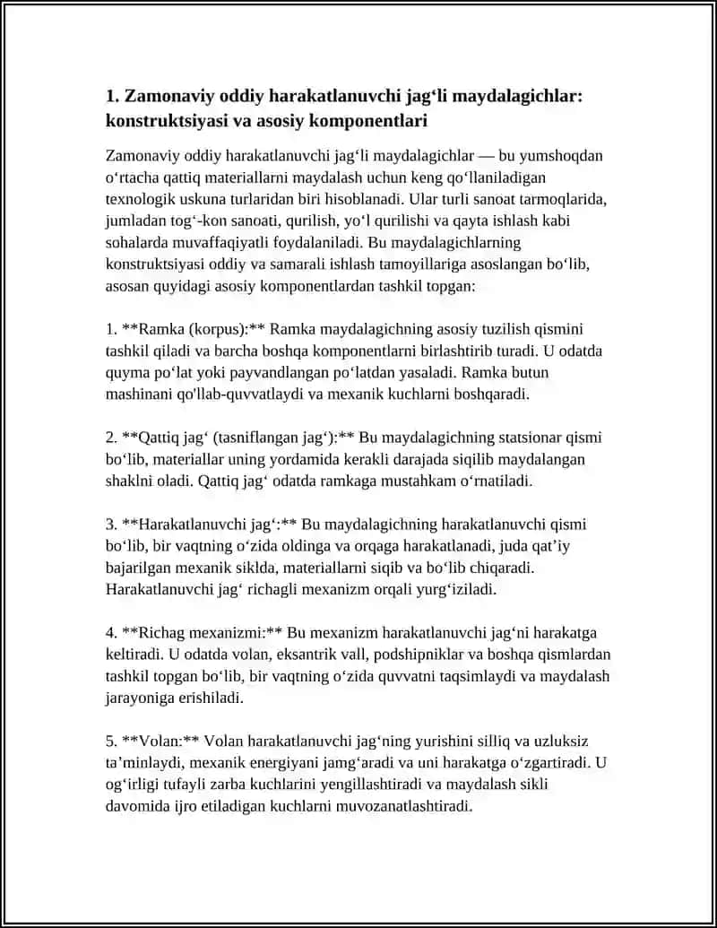 ZAMONAVIY ODDIY HARAKATLANUVCHI JAGʻLI MAYDALAGICHLAR 3