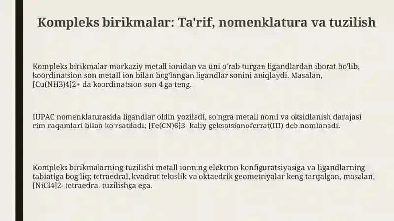 Kompleks birikmalar 3