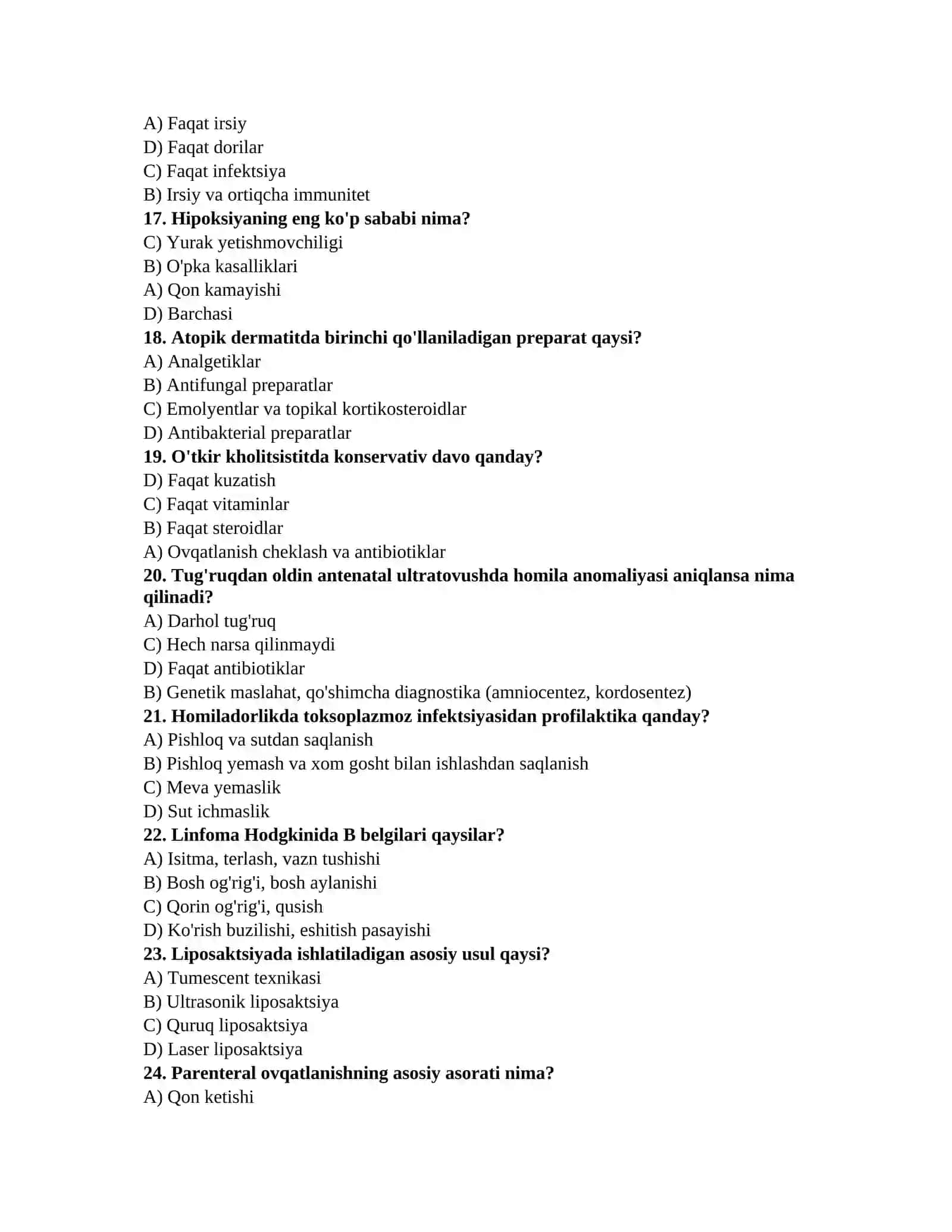 Mutaxassislik imtihon testi 3