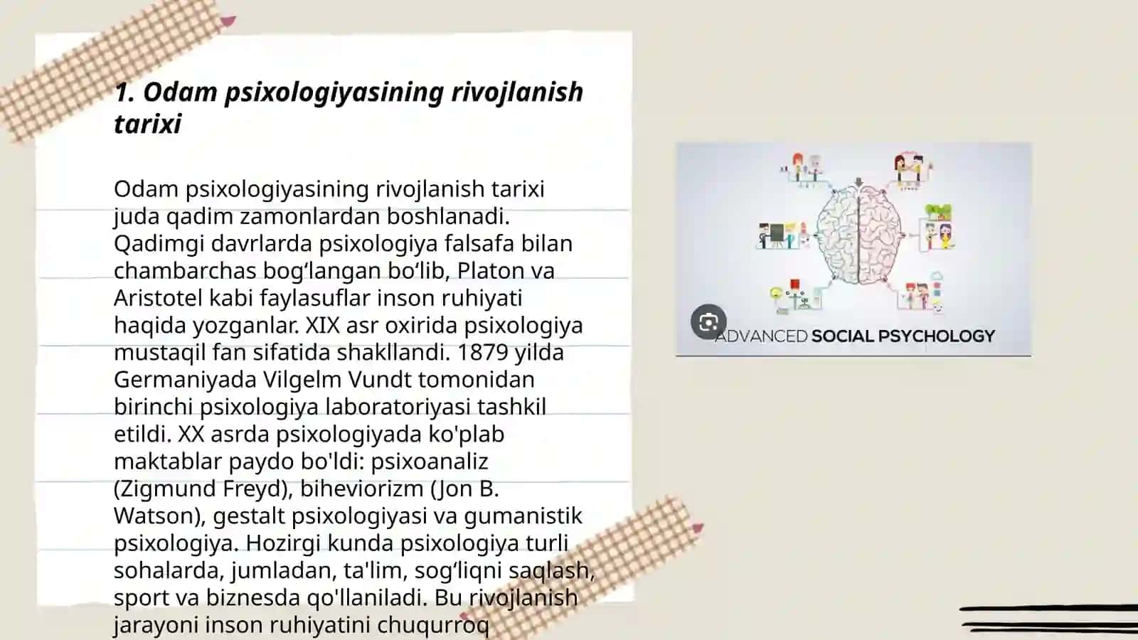 Odam psixualogiyasining rivojlanish tarixi 3