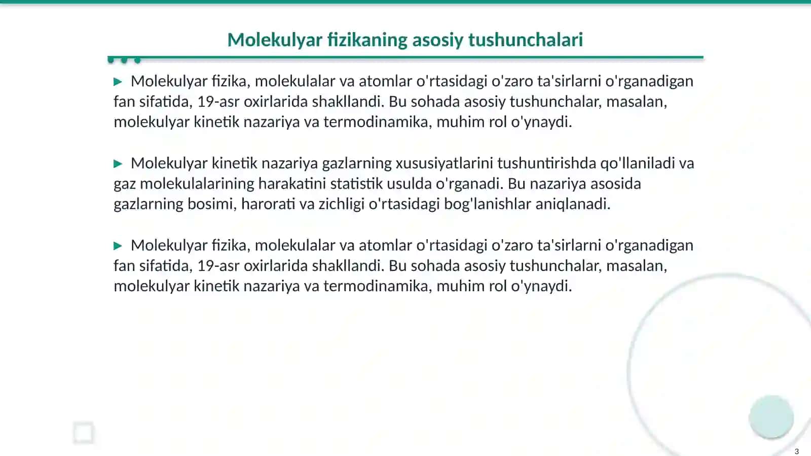 Molekulyar fizika 3