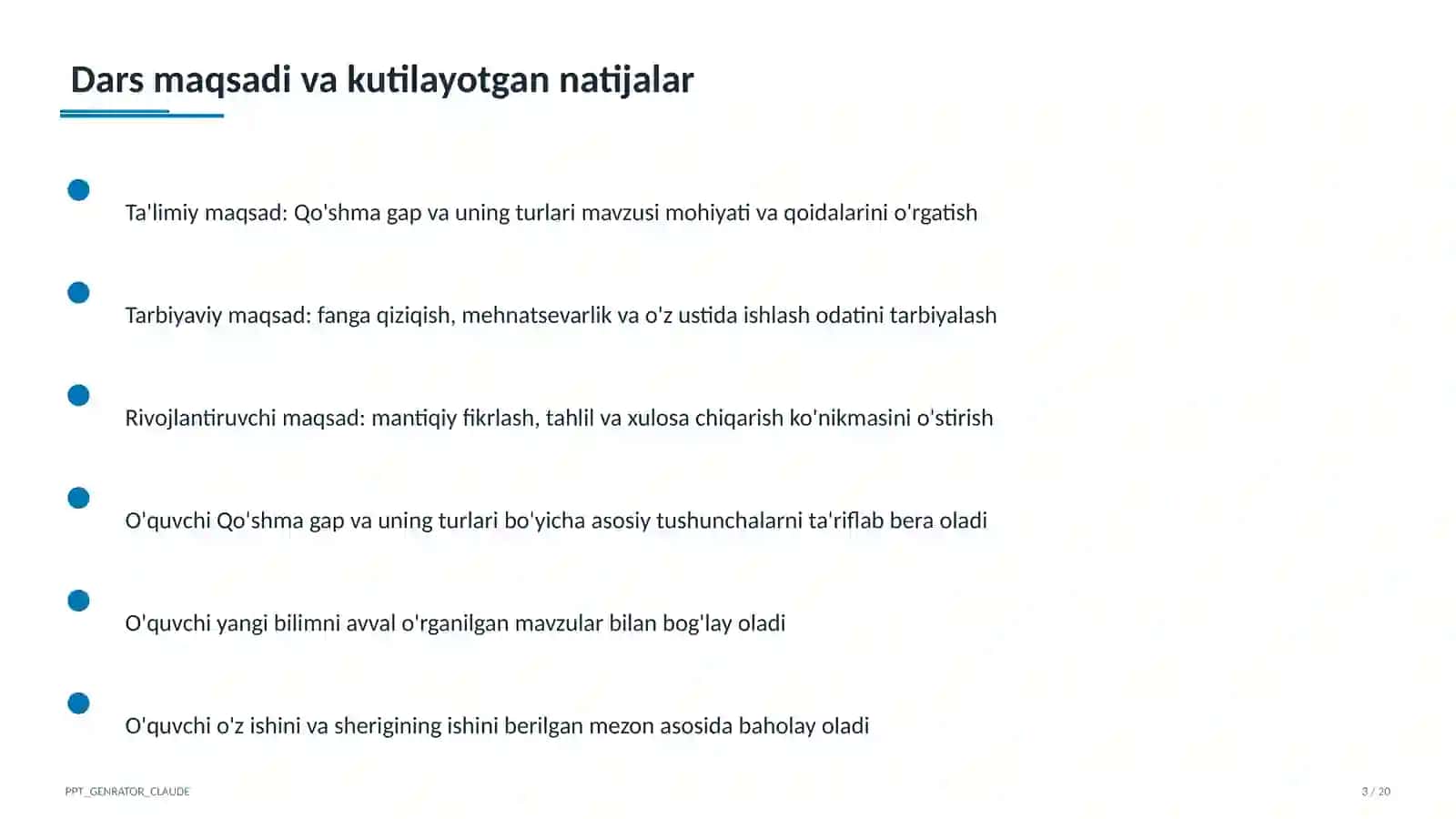 Qo'shma gap va uning turlari (9-sinf) Ona tili (5–11) — metodik birlashma uchun 3