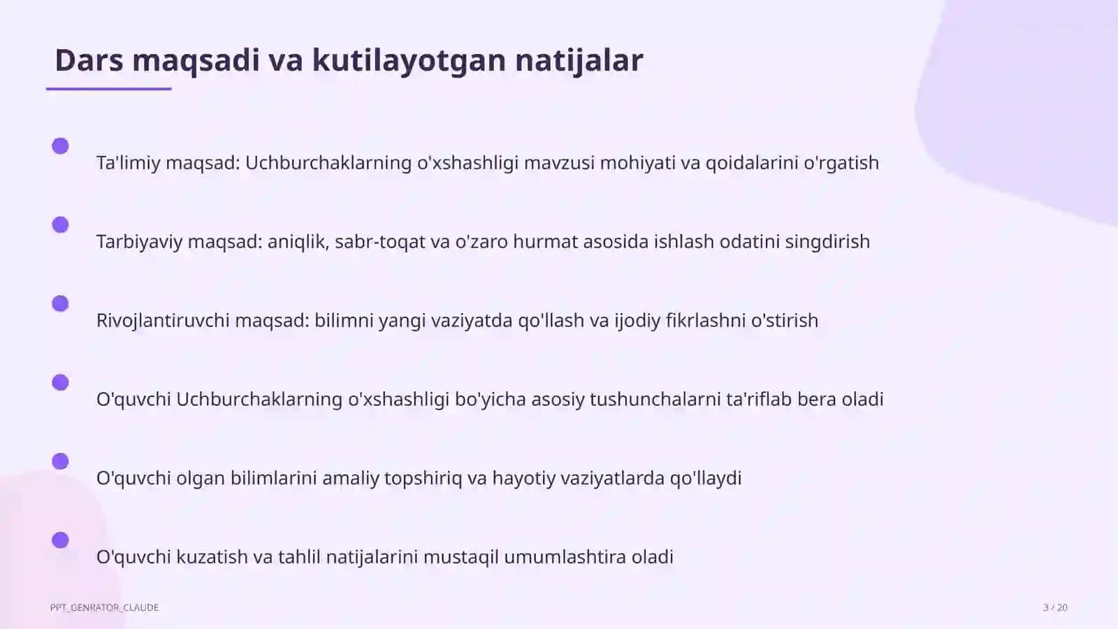 Uchburchaklarning o'xshashligi (8-sinf) 3
