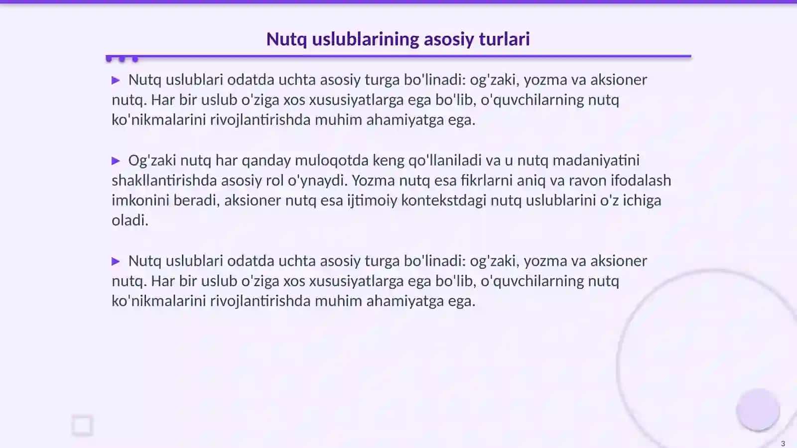 Nutq uslublari ustida ishlash metodikasi 3