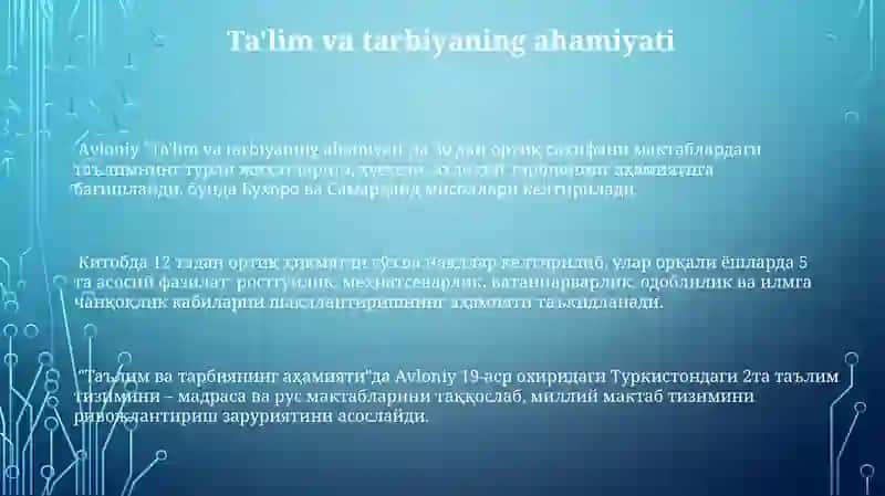 Mavzu: Abdulla Avloni yasarlari dan vijdon tarbiyasi masalalari 3